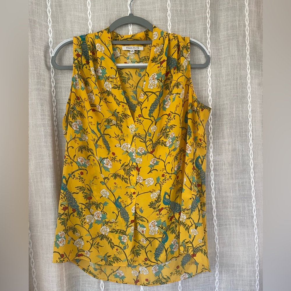 Rose & Olive Mustard Floral Blouse